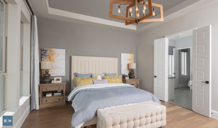Bed with summer themed bedspread